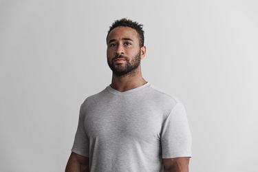 Nobull V-Neck Men's T Shirts Light Grey | Australia (XJ2703)